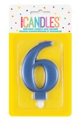 Metallic Blue B'day Candle - Number 6