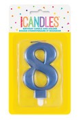 Metallic Blue B'day Candle - Number 8