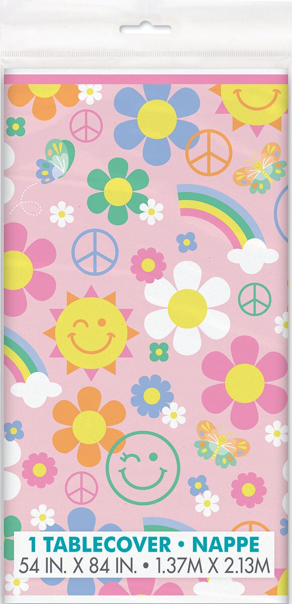 Groovy Birthday Printed Tablecover 137cm x 213cm (54" x 84")
