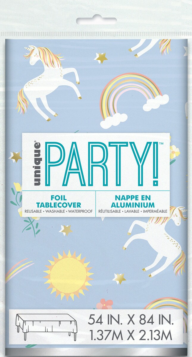 Dainty Unicorn Printed Foil Tablecover 137cm x 213cm (54" x 84")