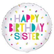 Foil Balloon 45cm Round Happy Bday Sister