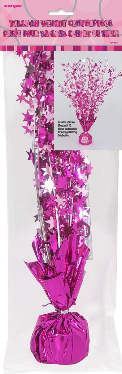 Glitz Pink Foil Balloon Weight And Sticker Sheet