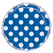 Foil Balloon 45cm Round Dots R/blue