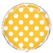 Foil Balloon 45cm Round Dots Yellow