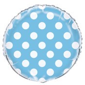 Foil Balloon 45cm Round Dots P/blue
