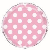 Foil Balloon 45cm Round Dots L/pink