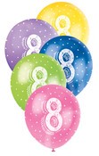 Balloons 30cm 5pk Printed Pearl Asst 8