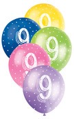 Balloons 30cm 5pk Printed Pearl Asst 9