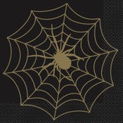 Lunch Napkins 16pk Black & Gold Spider Web