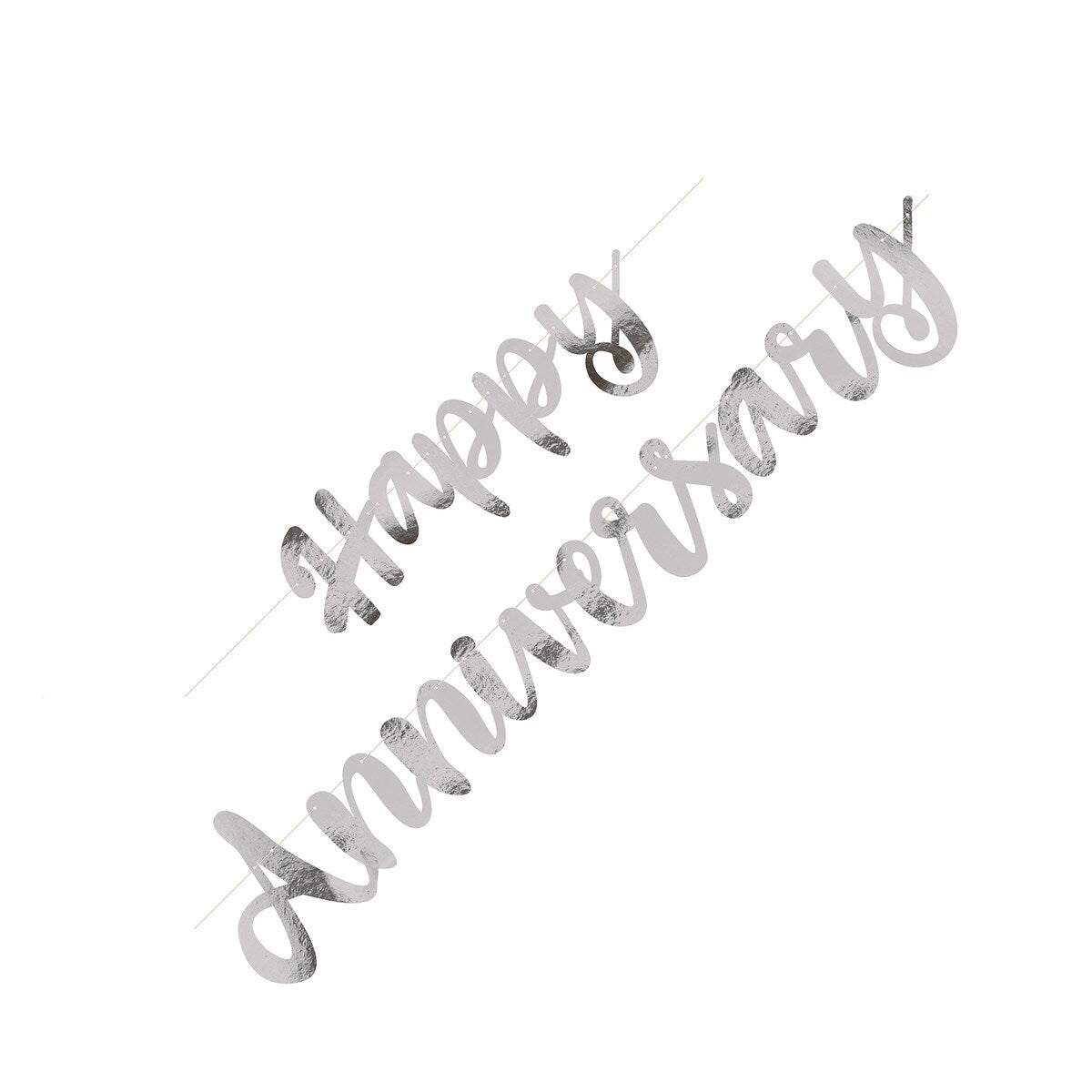 Happy Anniversary Banner - Silver Script - 1.82M