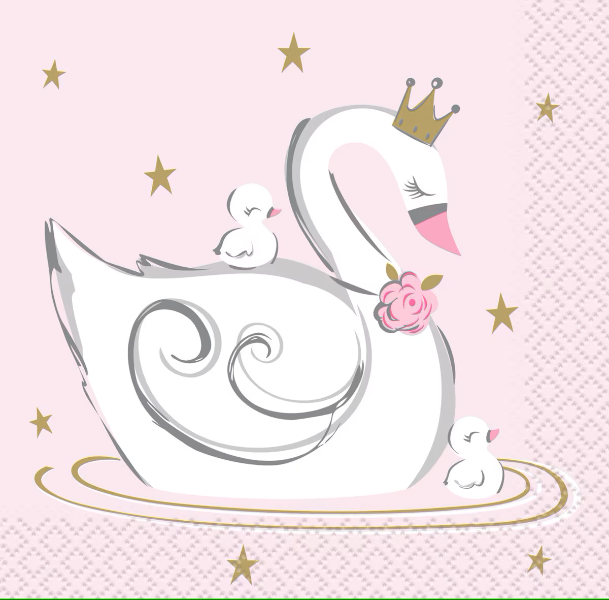 Swan Birthday 16 Beverage Napkins 2ply 25.4cm x 25.4cm (10" x 10")