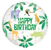Foil Balloon 45cm Round Animal Safari