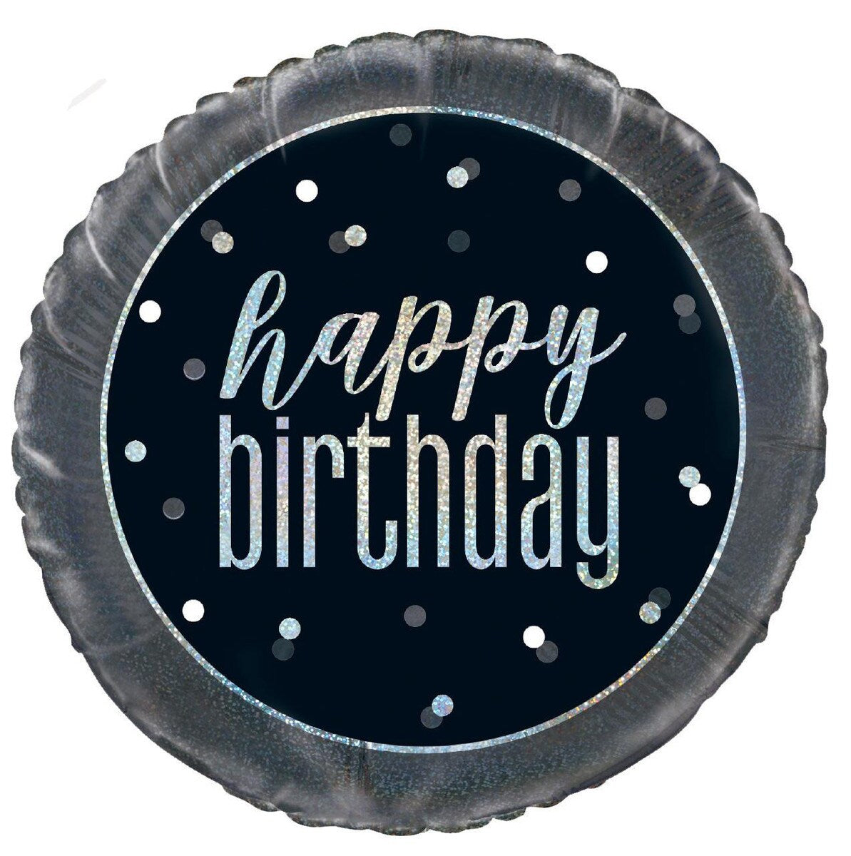 Black And Silver "Happy Birthday" 45cm (18") Foil Prismatic Balloon