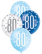Balloons 30cm 6pk - Blue White Assorted 80