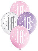 Balloons 30cm 6pk - Pink Purple White Assorted 18