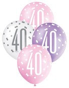 Balloons 30cm 6pk - Pink Purple White Assorted 40