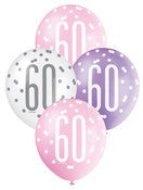 Balloons 30cm 6pk - Pink Purple White Assorted 60