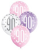Balloons 30cm 6pk - Pink Purple White Assorted 90