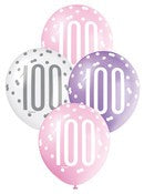 Balloons 30cm 6pk - Pink Purple White Assorted 100