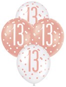 Balloons 30cm 6pk - Rose Gold White Assorted 13