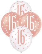 Balloons 30cm 6pk - Rose Gold White Assorted 16