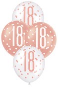 Balloons 30cm 6pk - Rose Gold White Assorted 18