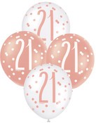 Balloons 30cm 6pk - Rose Gold White Assorted 21