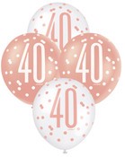 Balloons 30cm 6pk - Rose Gold White Assorted 40