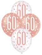 Balloons 30cm 6pk - Rose Gold White Assorted 60