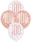 Balloons 30cm 6pk - Rose Gold White Assorted 100