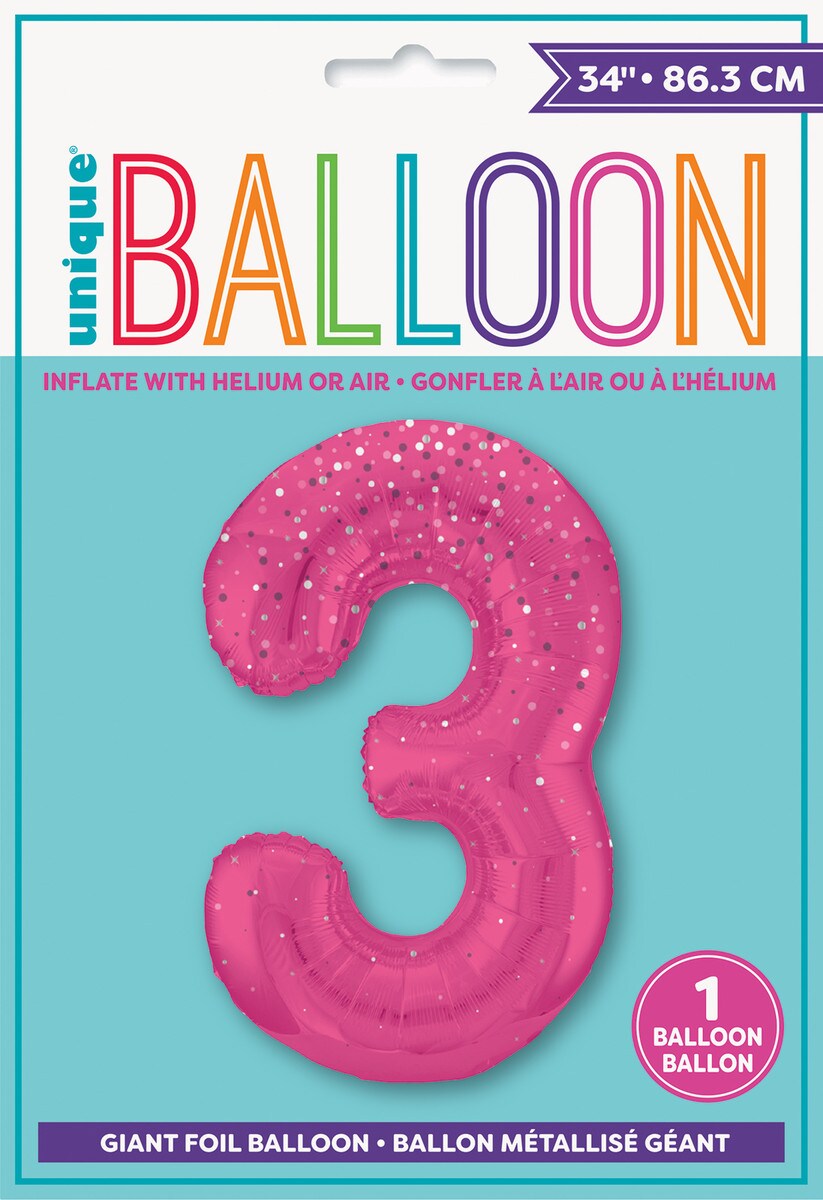Balloon Giant Number 86cm Prism - Pink 3