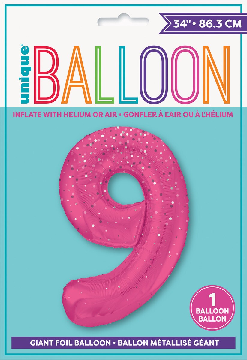 Balloon Giant Number 86cm Prism - Pink 9