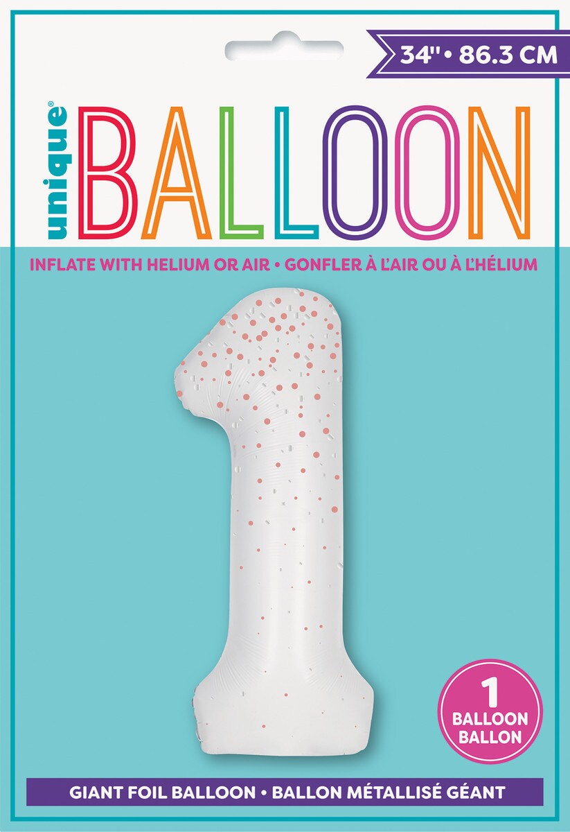 Balloon Giant Number 86cm Prism - White/Rose Gold 1