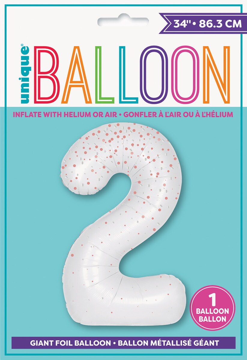 Balloon Giant Number 86cm Prism - White/Rose Gold 2