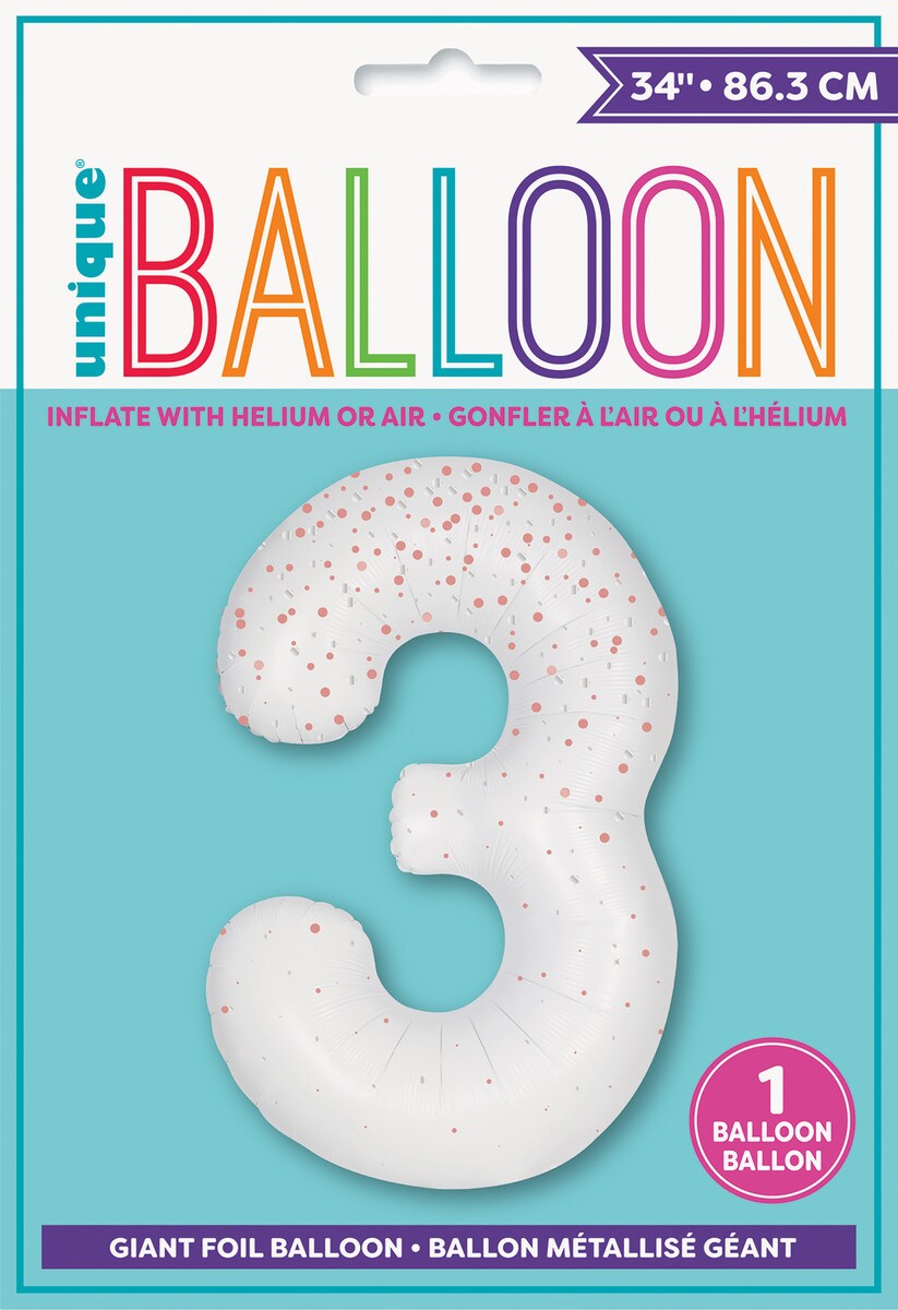 Balloon Giant Number 86cm Prism - White/Rose Gold 3