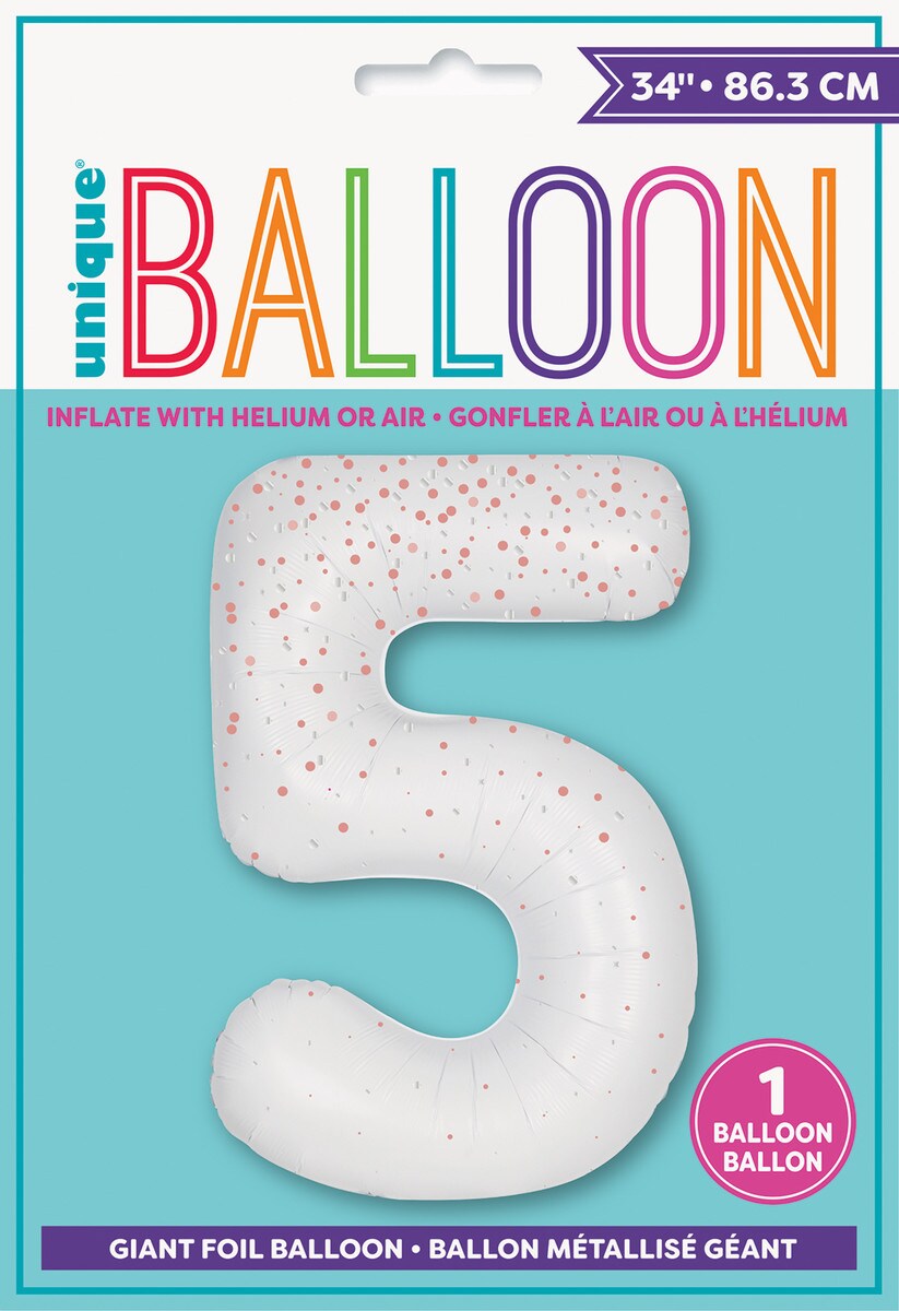 Balloon Giant Number 86cm Prism - White/Rose Gold 5