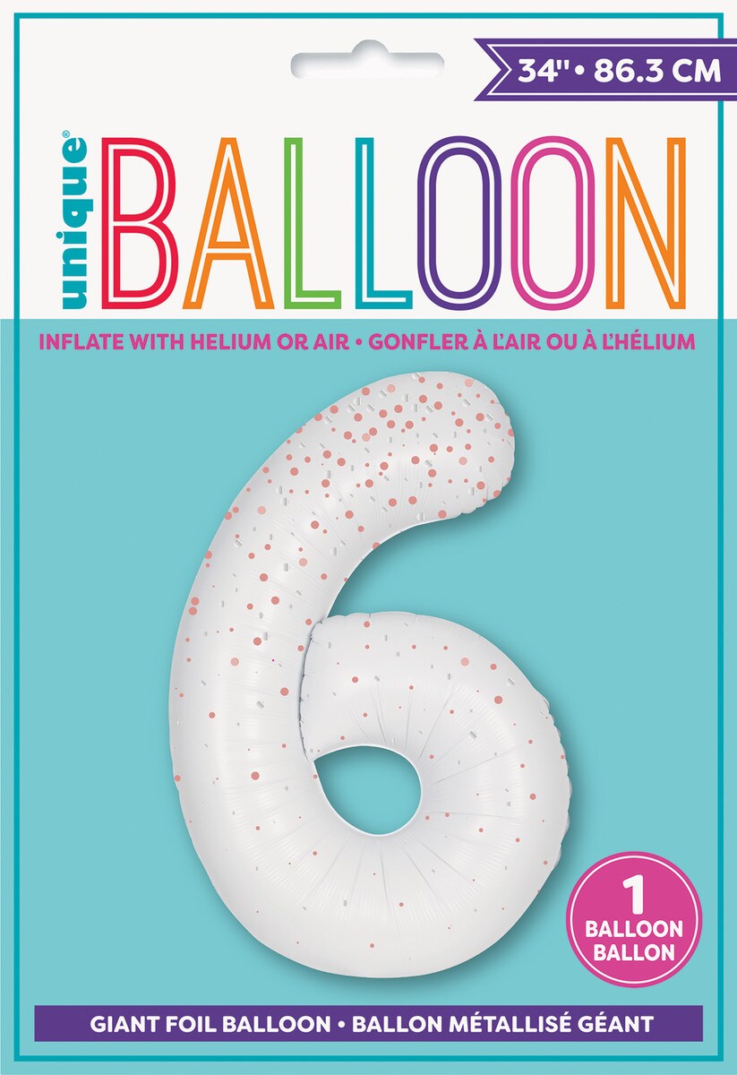 Balloon Giant Number 86cm Prism - White/Rose Gold 6