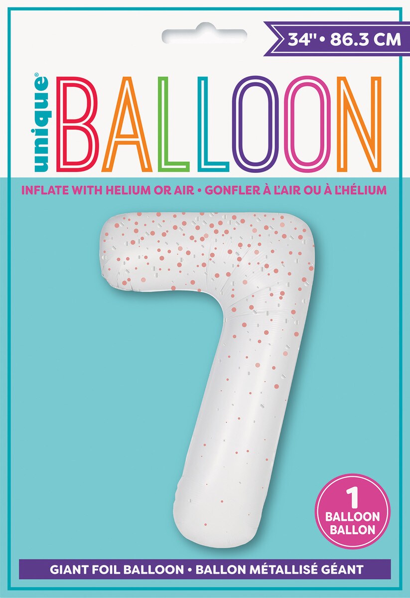 Balloon Giant Number 86cm Prism - White/Rose Gold 7