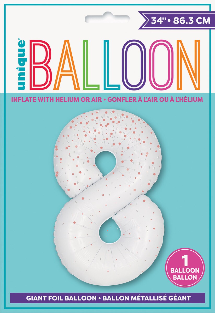 Balloon Giant Number 86cm Prism - White/Rose Gold 8