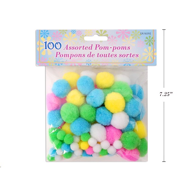 Easter Craft Pom Pom Assortment 100Pcs