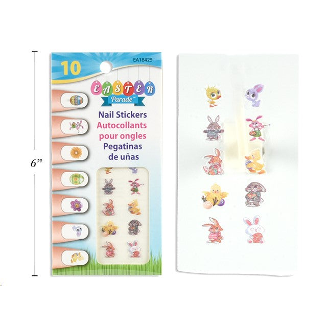 Easter Self Adhesive Glitter Finger Nail Art 10Pk 3 Asst