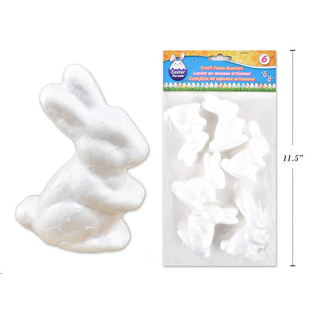 Easter Craft Foam Bunnies 6Pk 3/7.62Cm