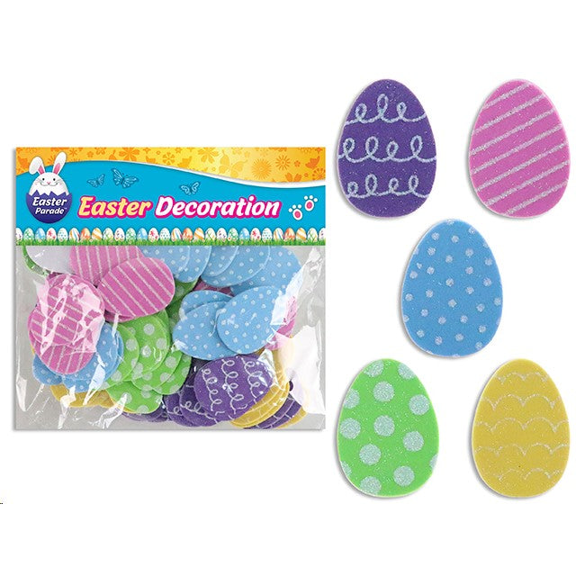 Easter Glitter Eva Foam Stickers 100Pk Egg Shape