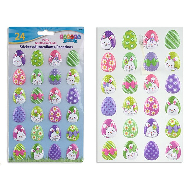 Easter Stickers 24Pk Puffy Eggs
