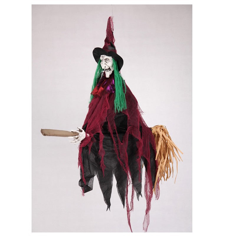 Halloween Hanging Witch W/ Broom 90cm