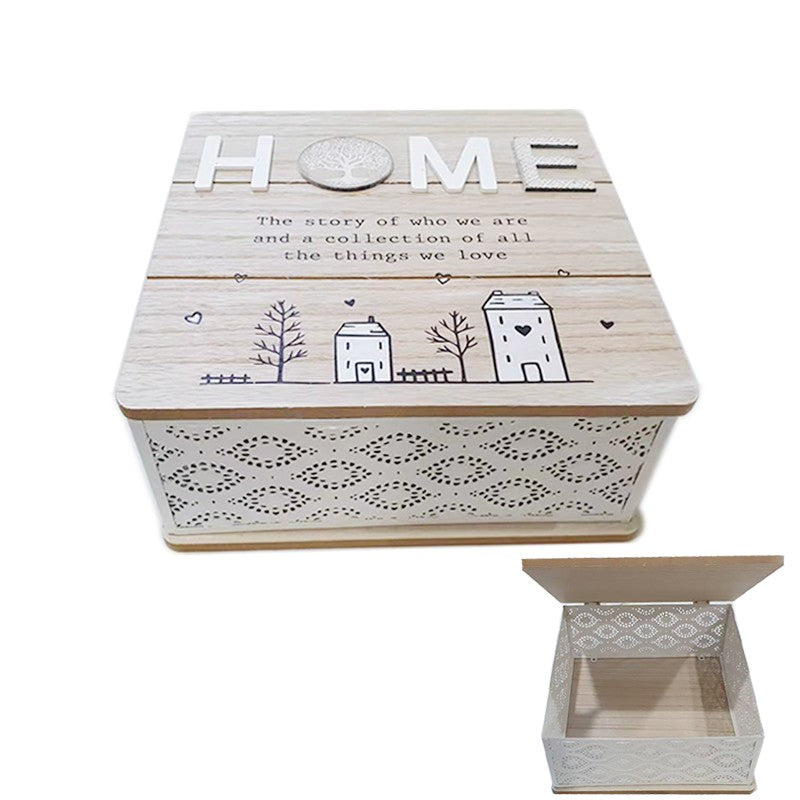 Wooden/wire Box 25x25x11.4cm Home
