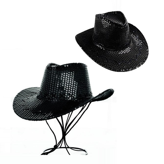 Party Hat Cowboy Sequin Black