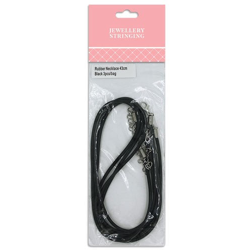 Rubber Necklace 43cm Black 3pcs
