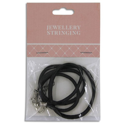 Leather Necklace Black 45cm 1pc