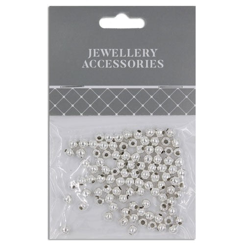 Round Plastic Spacer 4mm 100pcs Bright Silver